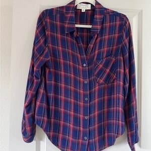 Cloth & Stone Red and Blue Plaid Shirt